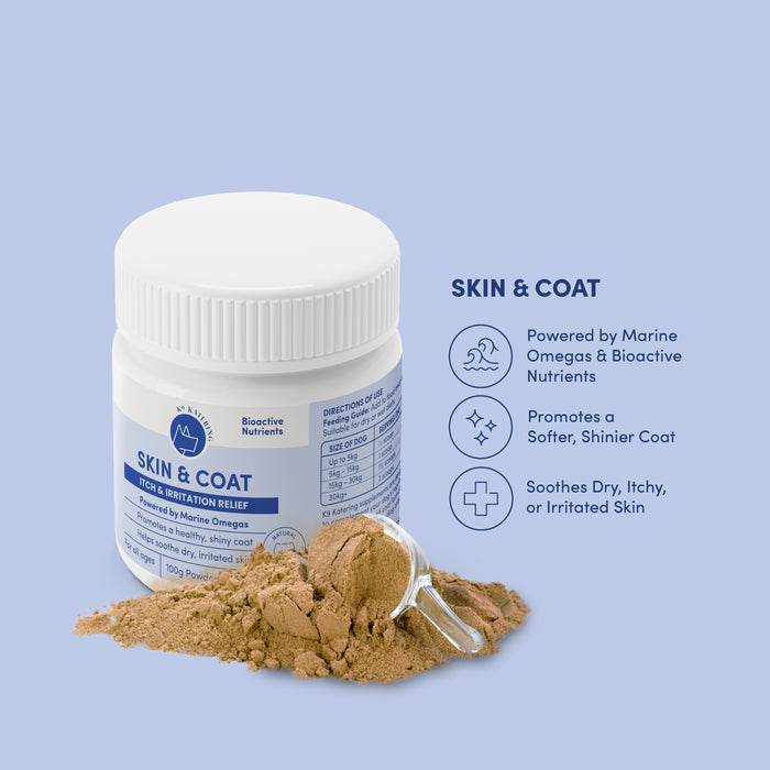 Jar of 'Skin & Coat' supplement for dogs